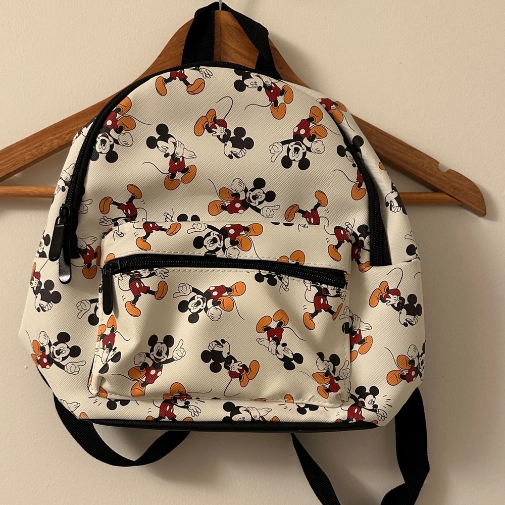 Mickey Mouse Patterned Mini Backpack - White with… - image 1
